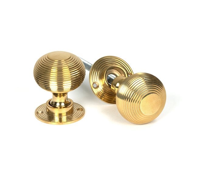 From The Anvil Polished Brass Heavy Beehive Mortice/Rim Knob Set