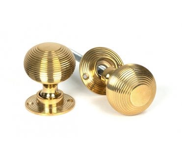 From The Anvil Polished Brass Heavy Beehive Mortice/Rim Knob Set