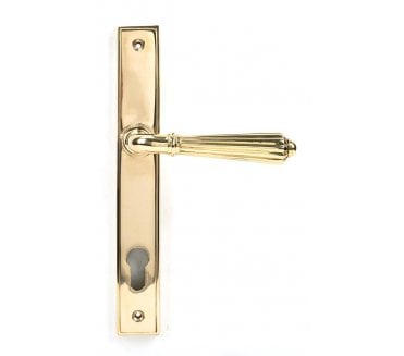 From The Anvil Polished Brass Hinton Slimline Lever Espag. Lock Set