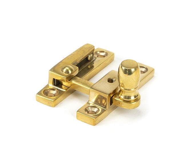 From The Anvil Polished Brass Mushroom Quadrant Fastener - Narrow