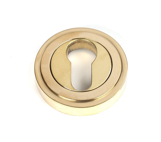 From The Anvil Polished Brass Round Euro Escutcheon (Art Deco)