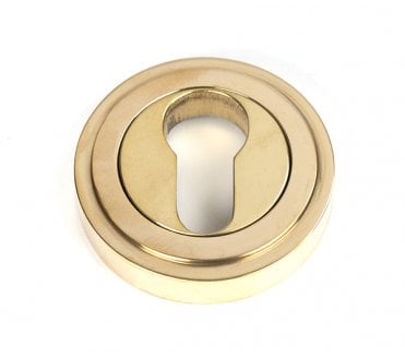 From The Anvil Polished Brass Round Euro Escutcheon (Art Deco)