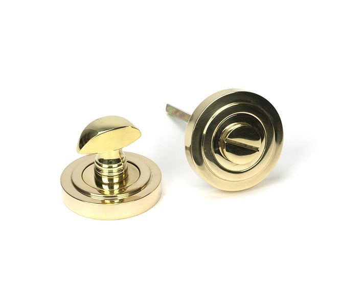 From The Anvil Polished Brass Round Thumbturn Set (Art Deco)