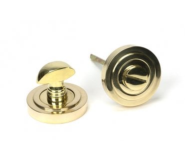 From The Anvil Polished Brass Round Thumbturn Set (Art Deco)