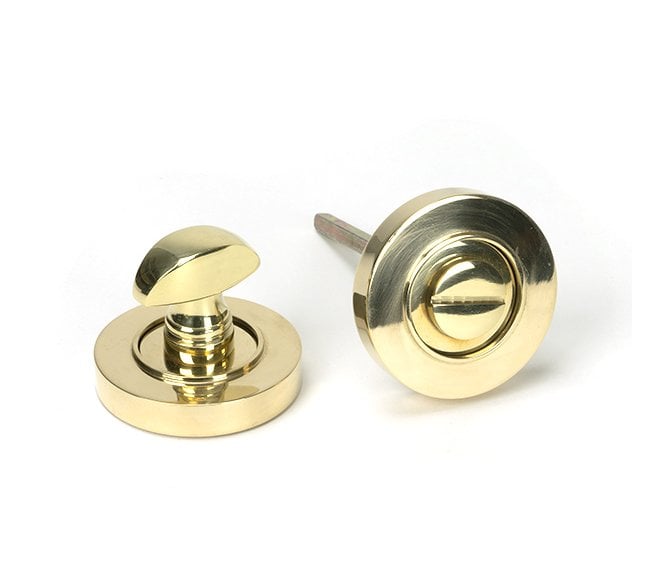 From The Anvil Polished Brass Round Thumbturn Set (Plain)