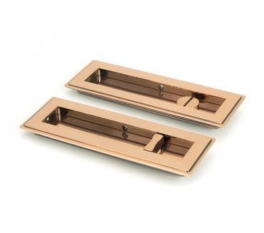 From The Anvil Polished Bronze 175mm Art Deco Rectangular Pull -Privacy Set
