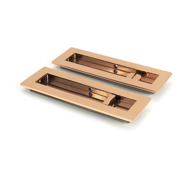 From The Anvil Polished Bronze 175mm Plain Rectangular Pull - Privacy Set