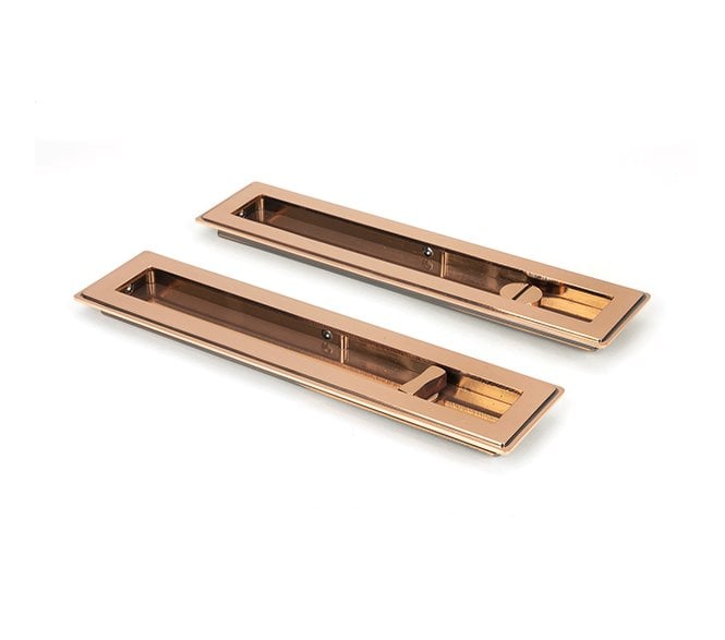 From The Anvil Polished Bronze 250mm Art Deco Rectangular Pull -Privacy Set