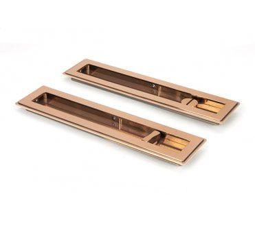 From The Anvil Polished Bronze 250mm Art Deco Rectangular Pull -Privacy Set