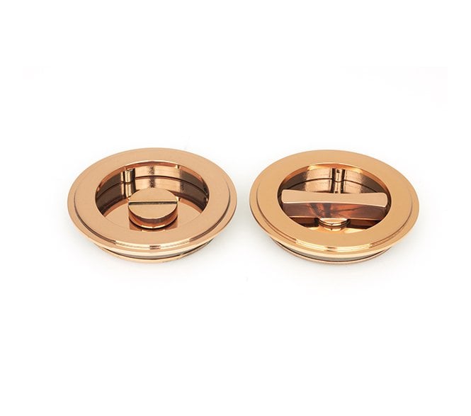 From The Anvil Polished Bronze 75mm Art Deco Round Pull - Privacy Set