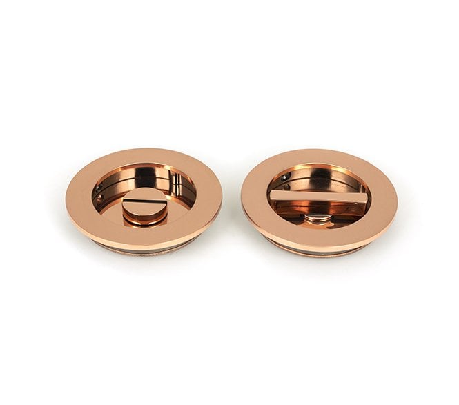 From The Anvil Polished Bronze 75mm Plain Round Pull - Privacy Set