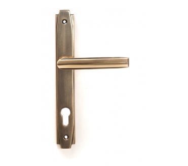From The Anvil Polished Bronze Art Deco Slimline Lever Espag. Lock Set