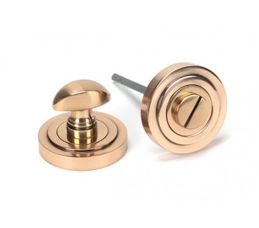 From The Anvil Polished Bronze Round Thumbturn Set (Art Deco)