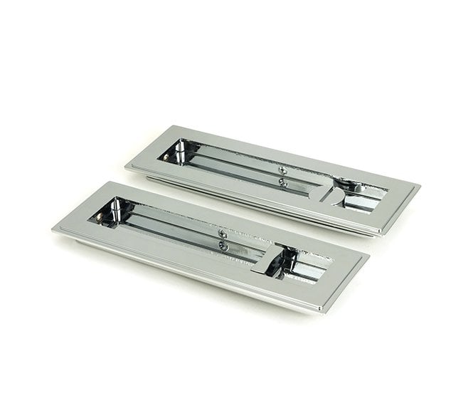 From The Anvil Polished Chrome 175mm Art Deco Rectangular Pull -Privacy Set