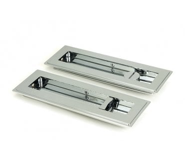 From The Anvil Polished Chrome 175mm Art Deco Rectangular Pull -Privacy Set