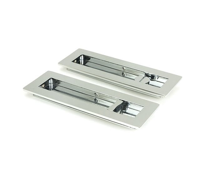 From The Anvil Polished Chrome 175mm Plain Rectangular Pull - Privacy Set