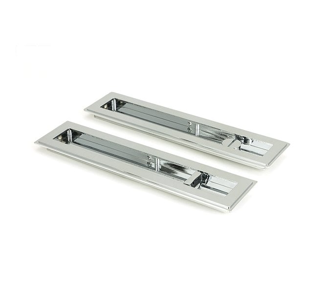 From The Anvil Polished Chrome 250mm Art Deco Rectangular Pull -Privacy Set