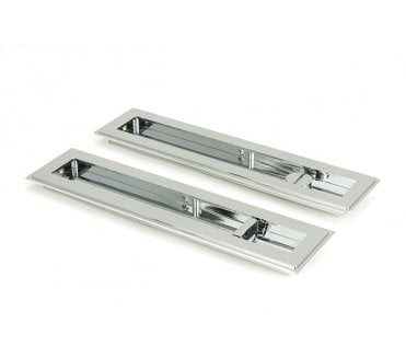 From The Anvil Polished Chrome 250mm Art Deco Rectangular Pull -Privacy Set