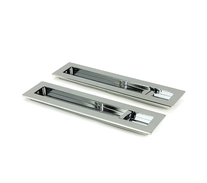 From The Anvil Polished Chrome 250mm Plain Rectangular Pull - Privacy Set