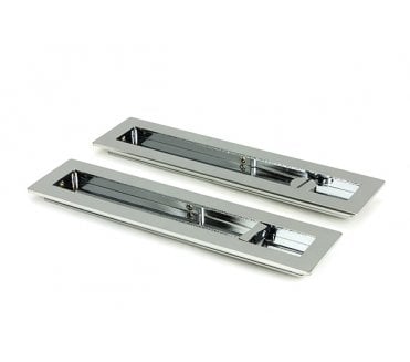 From The Anvil Polished Chrome 250mm Plain Rectangular Pull - Privacy Set