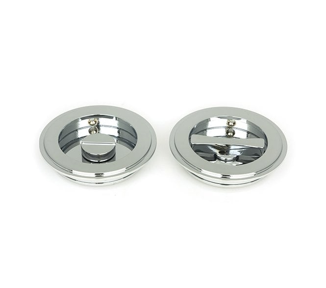 From The Anvil Polished Chrome 75mm Art Deco Round Pull - Privacy Set