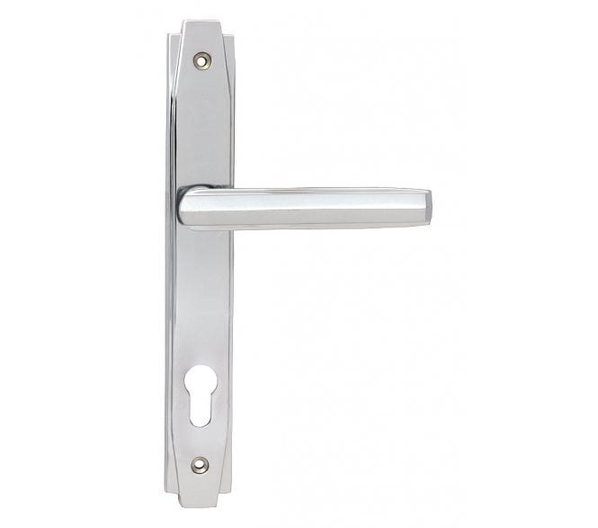 From The Anvil Polished Chrome Art Deco Slimline Lever Espag. Lock Set