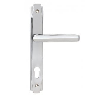 From The Anvil Polished Chrome Art Deco Slimline Lever Espag. Lock Set