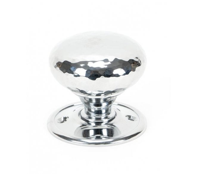 From The Anvil Polished Chrome Hammered Mushroom Mortice/Rim Knob Set