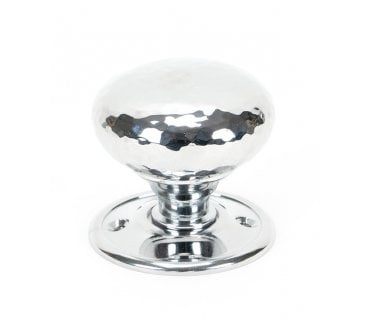 From The Anvil Polished Chrome Hammered Mushroom Mortice/Rim Knob Set