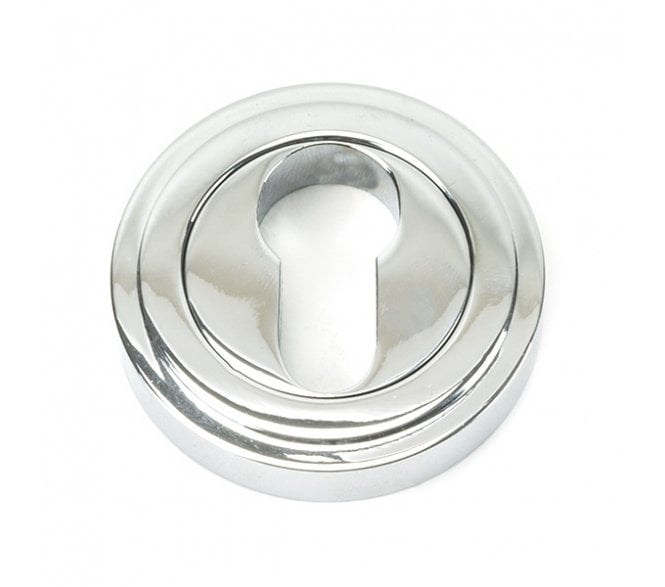From The Anvil Polished Chrome Round Euro Escutcheon (Art Deco)