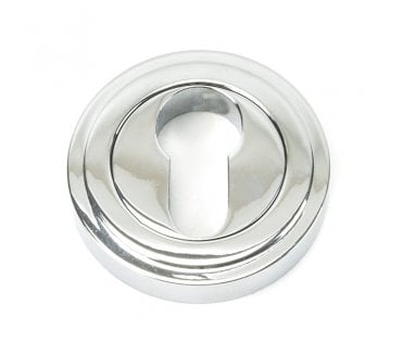From The Anvil Polished Chrome Round Euro Escutcheon (Art Deco)