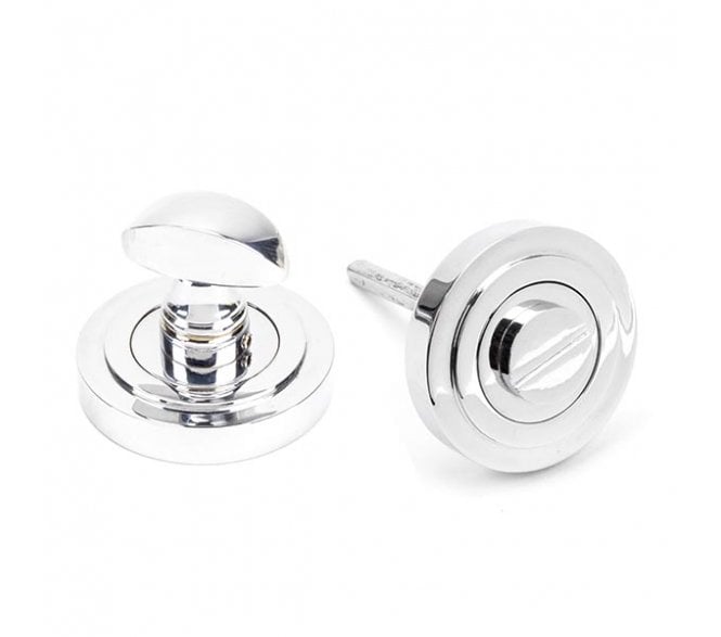 From The Anvil Polished Chrome Round Thumbturn Set (Art Deco)