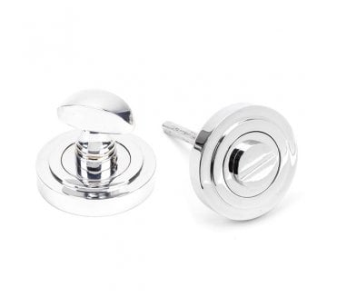 From The Anvil Polished Chrome Round Thumbturn Set (Art Deco)