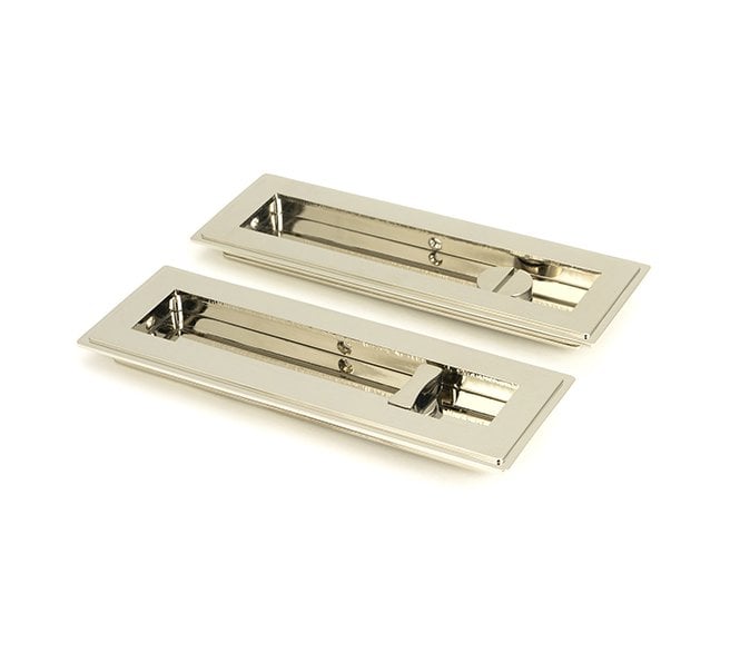 From The Anvil Polished Nickel 175mm Art Deco Rectangular Pull -Privacy Set