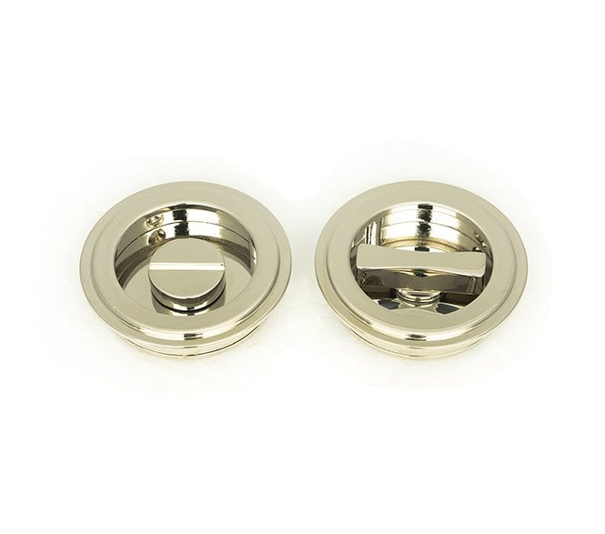 From The Anvil Polished Nickel 60mm Art Deco Round Pull - Privacy Set