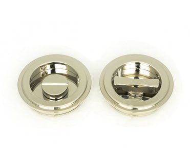 From The Anvil Polished Nickel 60mm Art Deco Round Pull - Privacy Set