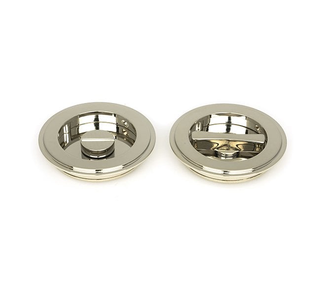 From The Anvil Polished Nickel 75mm Art Deco Round Pull - Privacy Set