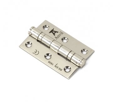 From The Anvil Polished Nickel 75mm Ball Bearing Butt Hinge (Pair)