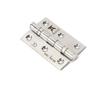 From The Anvil Polished SS 75mm Ball Bearing Butt Hinge (Pair)