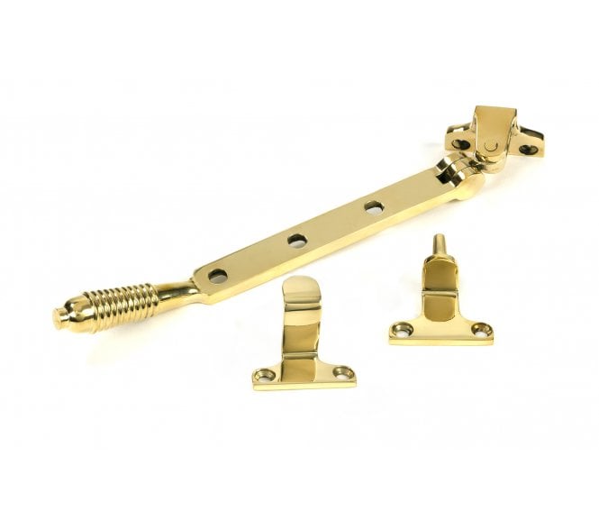 From The Anvil Reeded Casement Window Stay (Steel Window) - Polished Brass