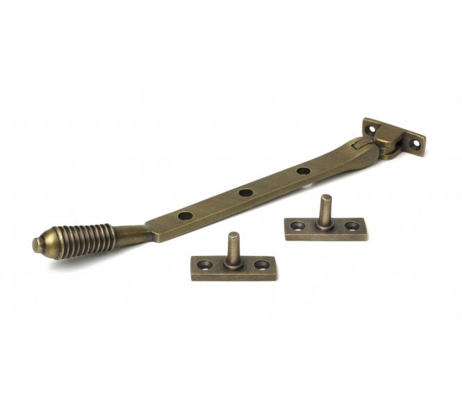 From The Anvil Reeded Casement Window Stays - Burnished Brass
