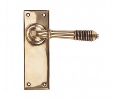 From The Anvil Reeded Door Handles On Backplate - Polished Bronze