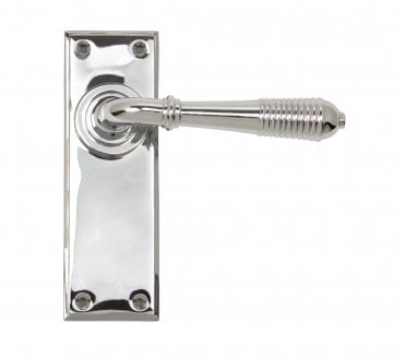 From The Anvil Reeded Door Handles On Backplate - Polished Chrome