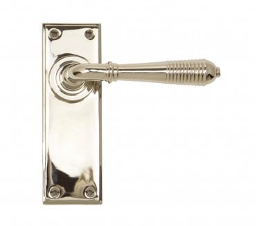 From The Anvil Reeded Door Handles On Backplate - Polished Nickel