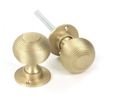 From The Anvil Satin Brass Heavy Beehive Mortice/Rim Knob Set
