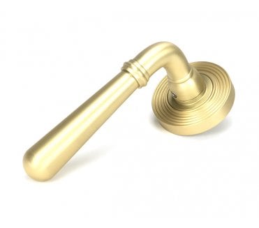 From The Anvil Satin Brass Newbury Lever on Rose Set (Beehive)