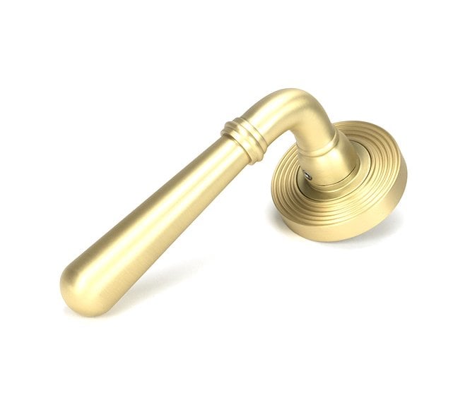 From The Anvil Satin Brass Newbury Lever on Rose Set (Beehive) - Unsprung