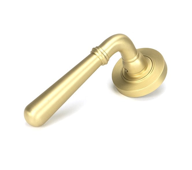 From The Anvil Satin Brass Newbury Lever on Rose Set (Plain) - Unsprung