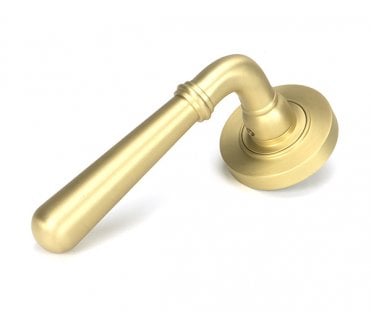 From The Anvil Satin Brass Newbury Lever on Rose Set (Plain) - Unsprung