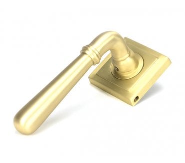 From The Anvil Satin Brass Newbury Lever on Rose Set (Square) - Unsprung